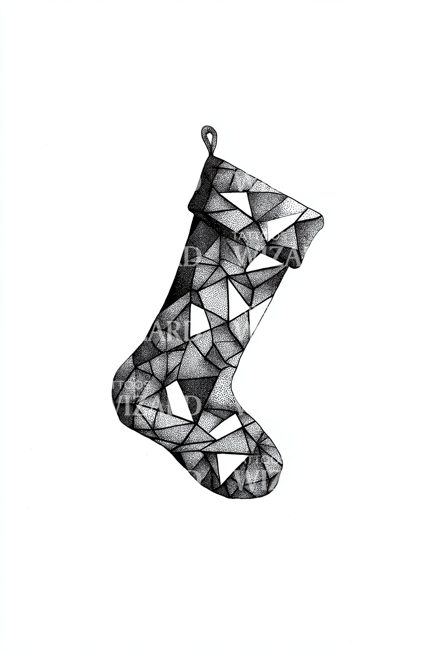 Geometric Christmas Stocking Tattoo Design