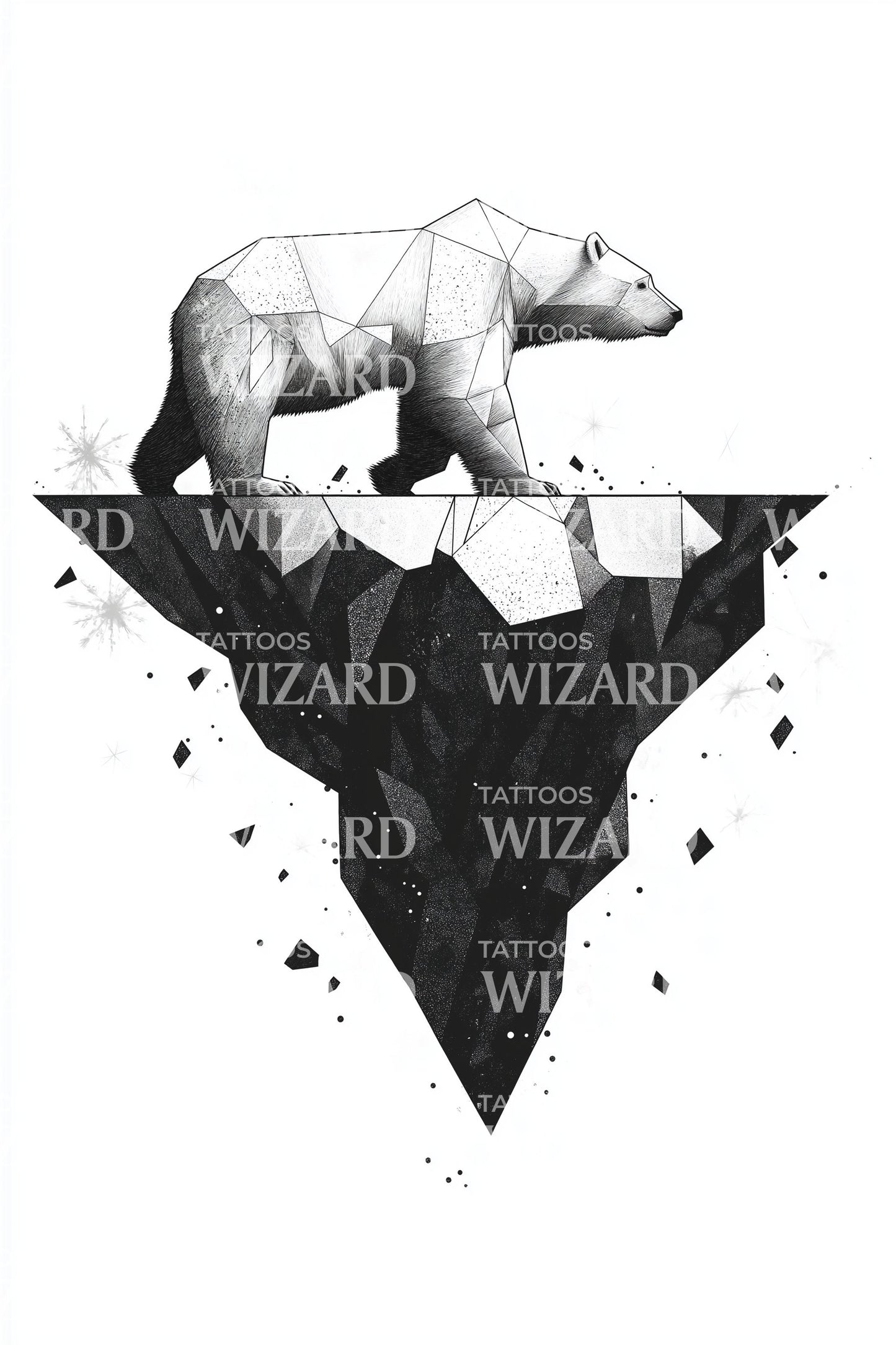 Geometric Cliff Bear Tattoo Illustration