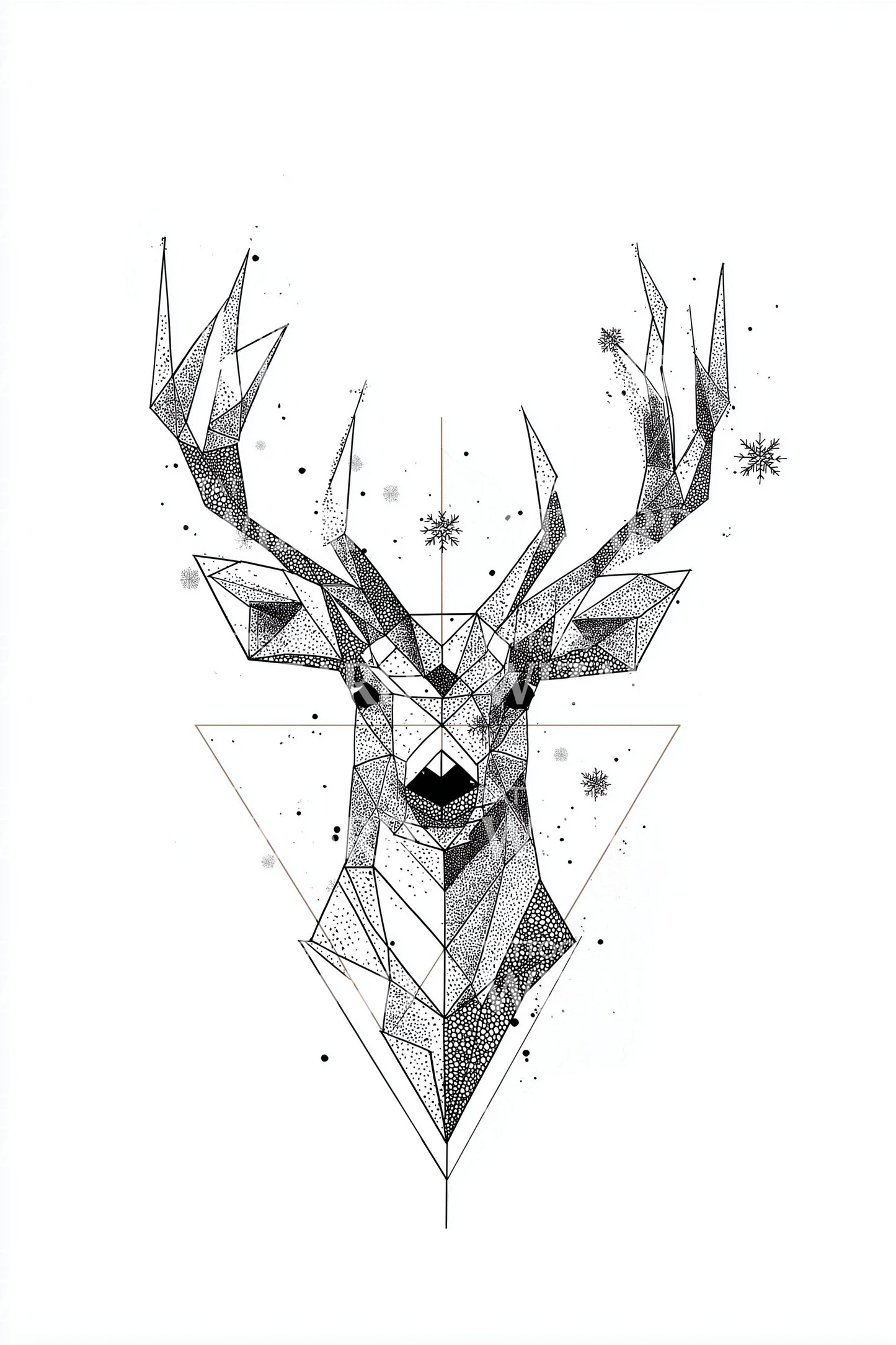 Geometric Deer Portrait Tattoo Illustration