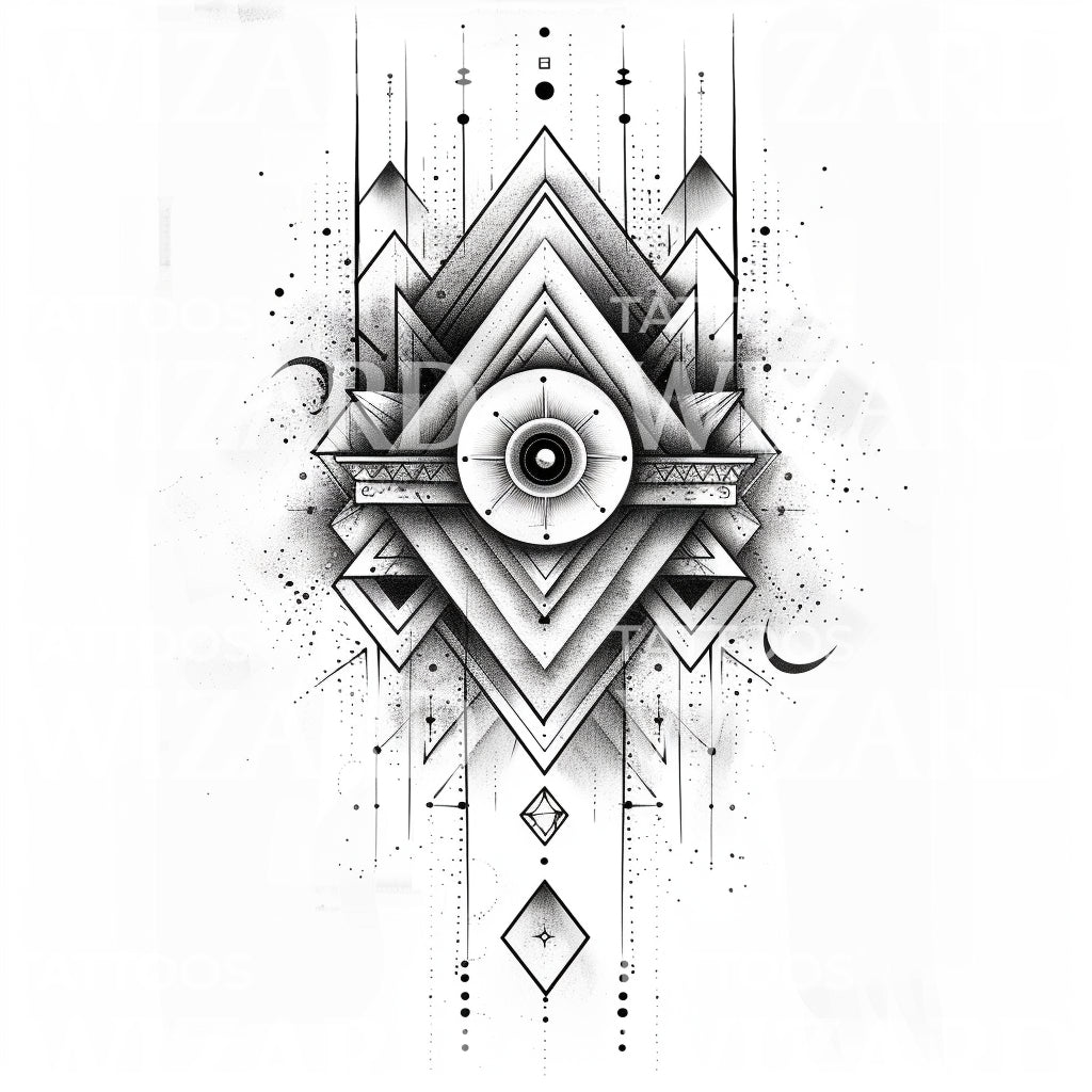 Geometric Diamond Compass Tattoo Design
