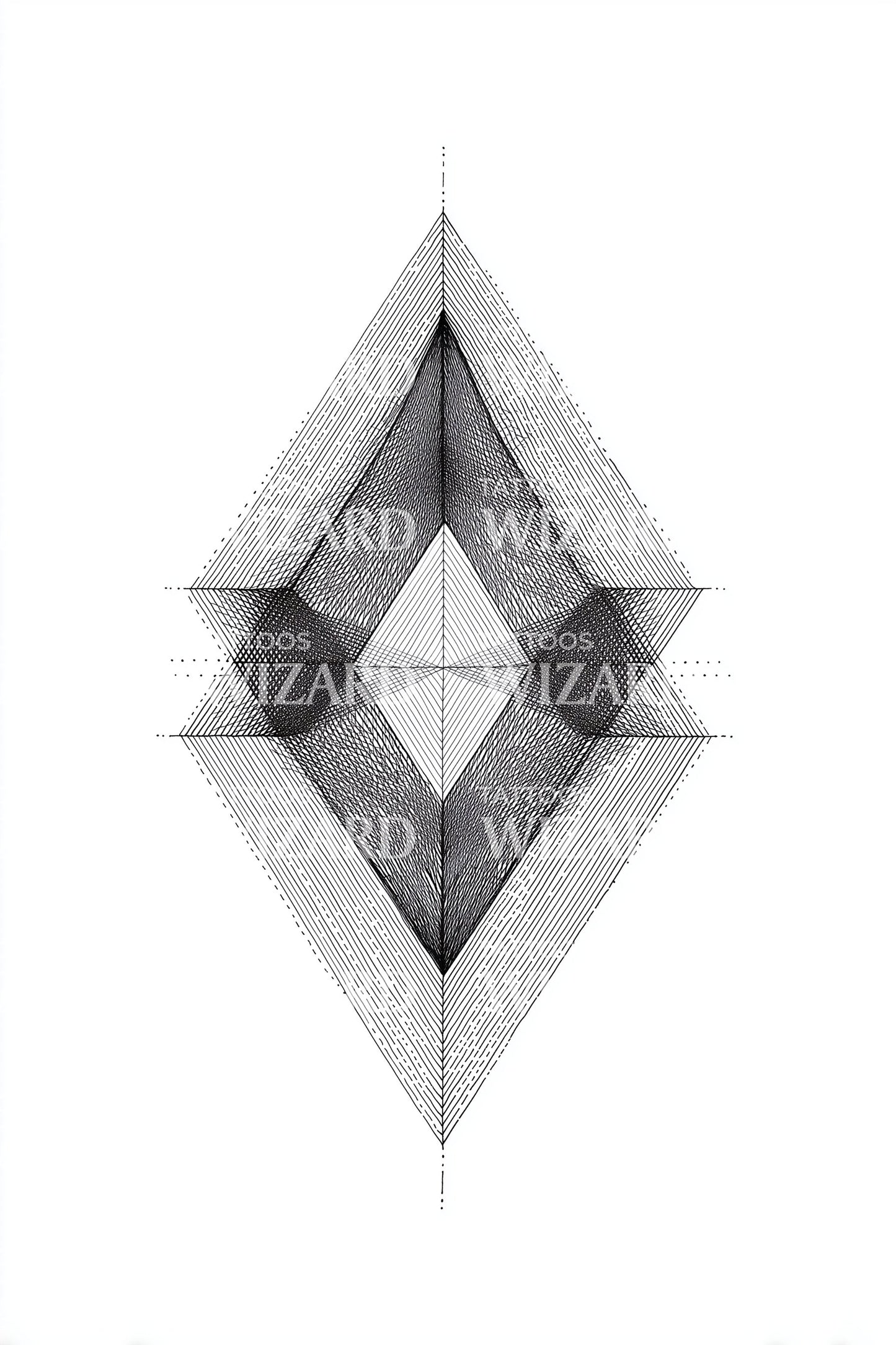 Geometric Diamond Dot Matrix Tattoo Illustration