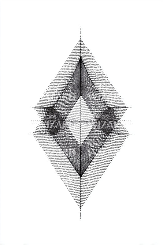 Geometric Diamond Dot Matrix Tattoo Illustration