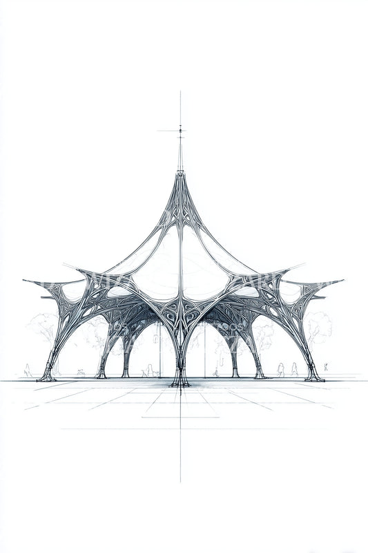 Design di tatuaggio con cornice a cupola geometrica