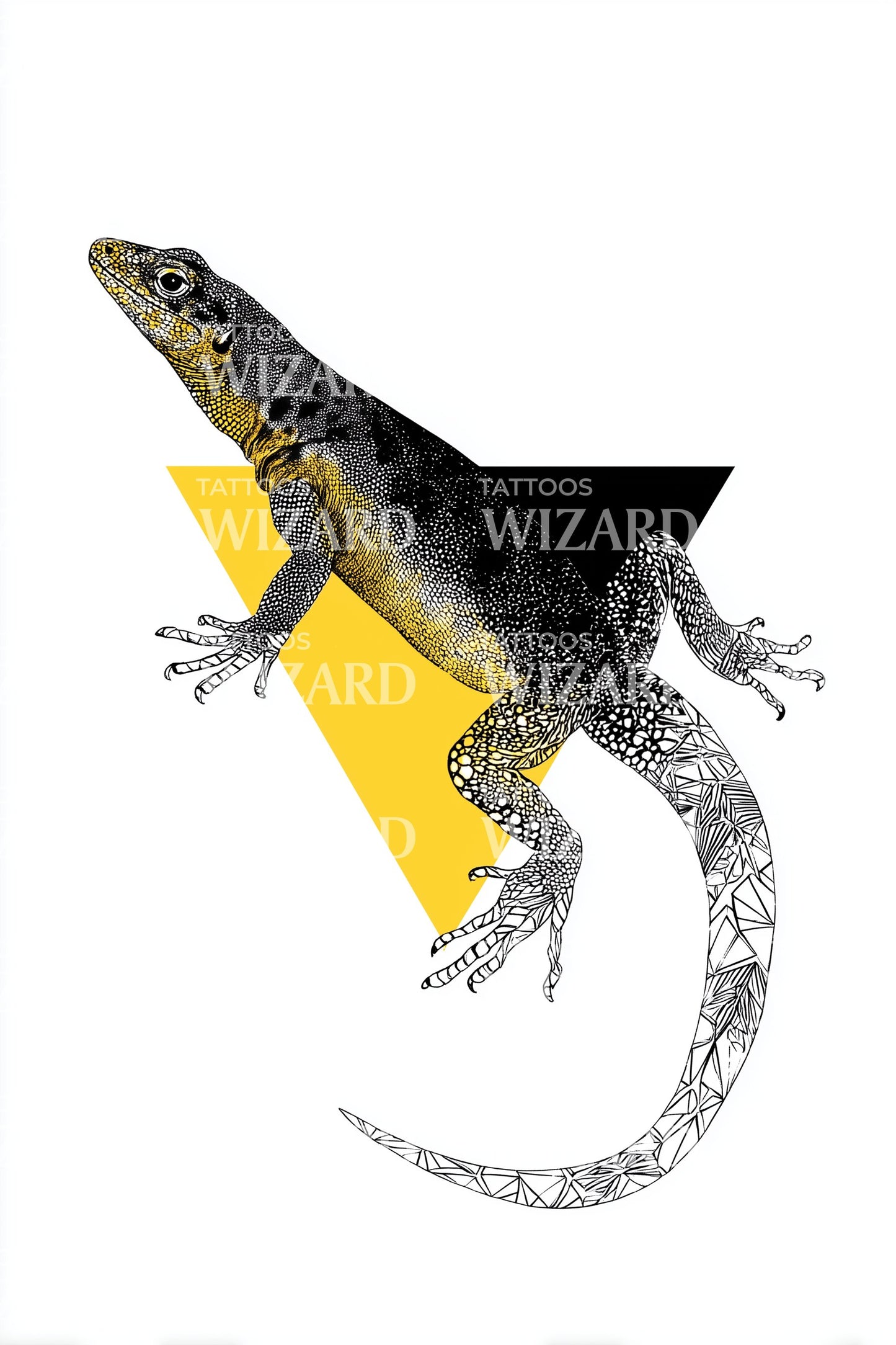 Geometrisk Gecko Form Tatuering Design
