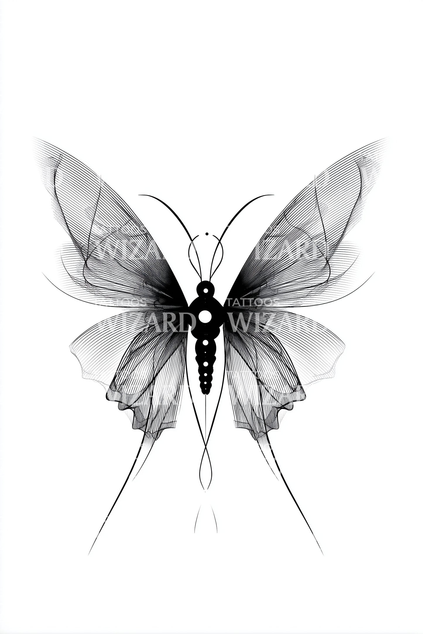 Geometric Glasswing Butterfly Tattoo Design