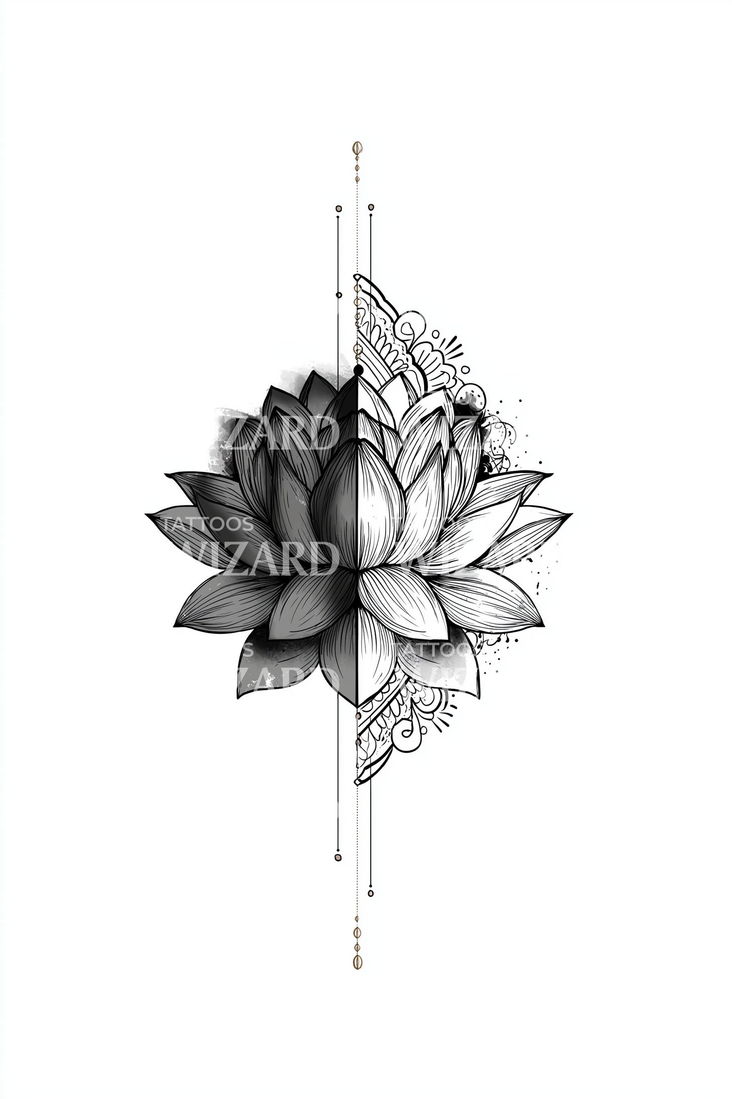 Geometric Lotus Alignment Tattoo Design
