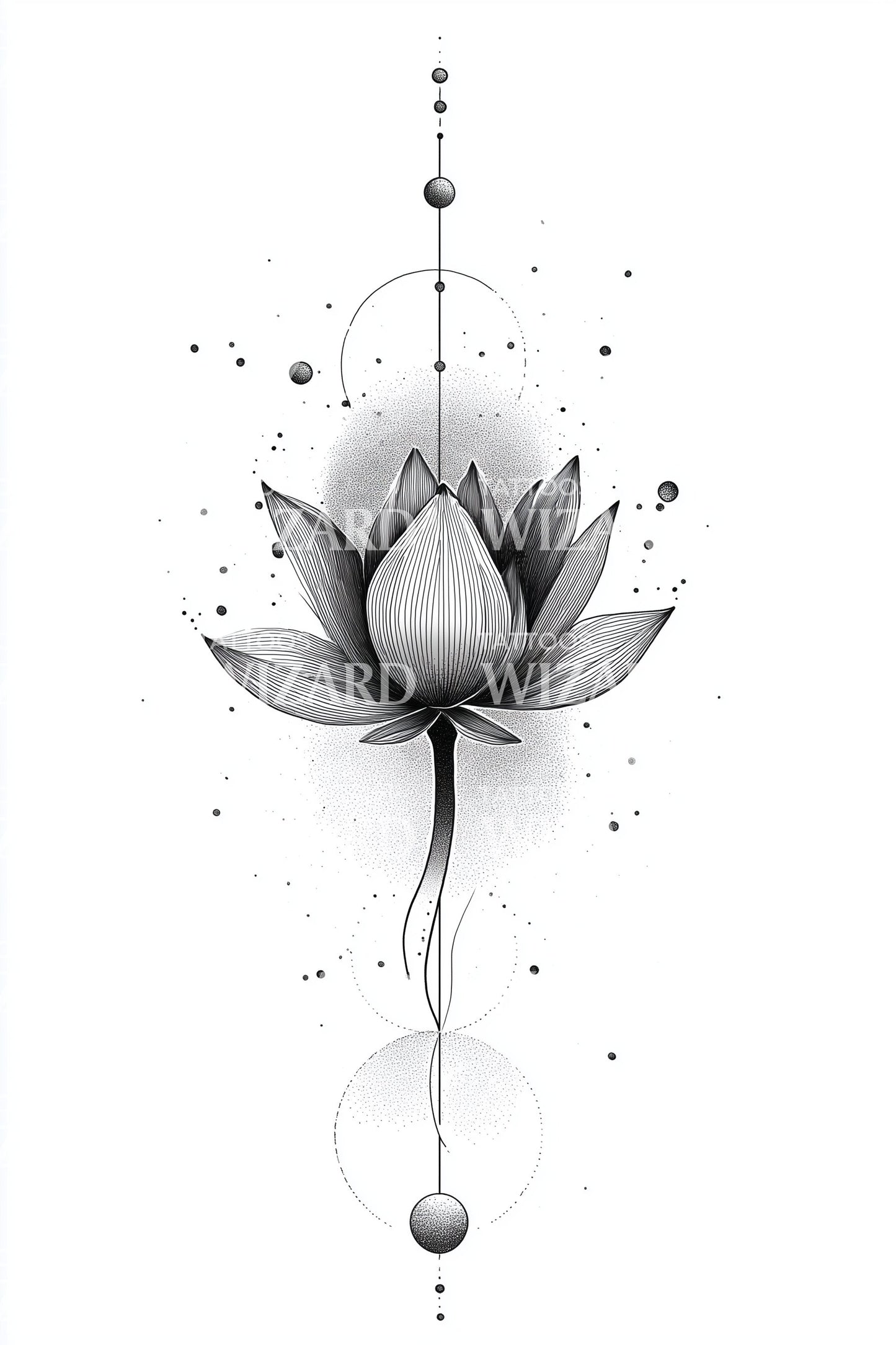 Design Tatuaggio Allineamento Loto Geometrico