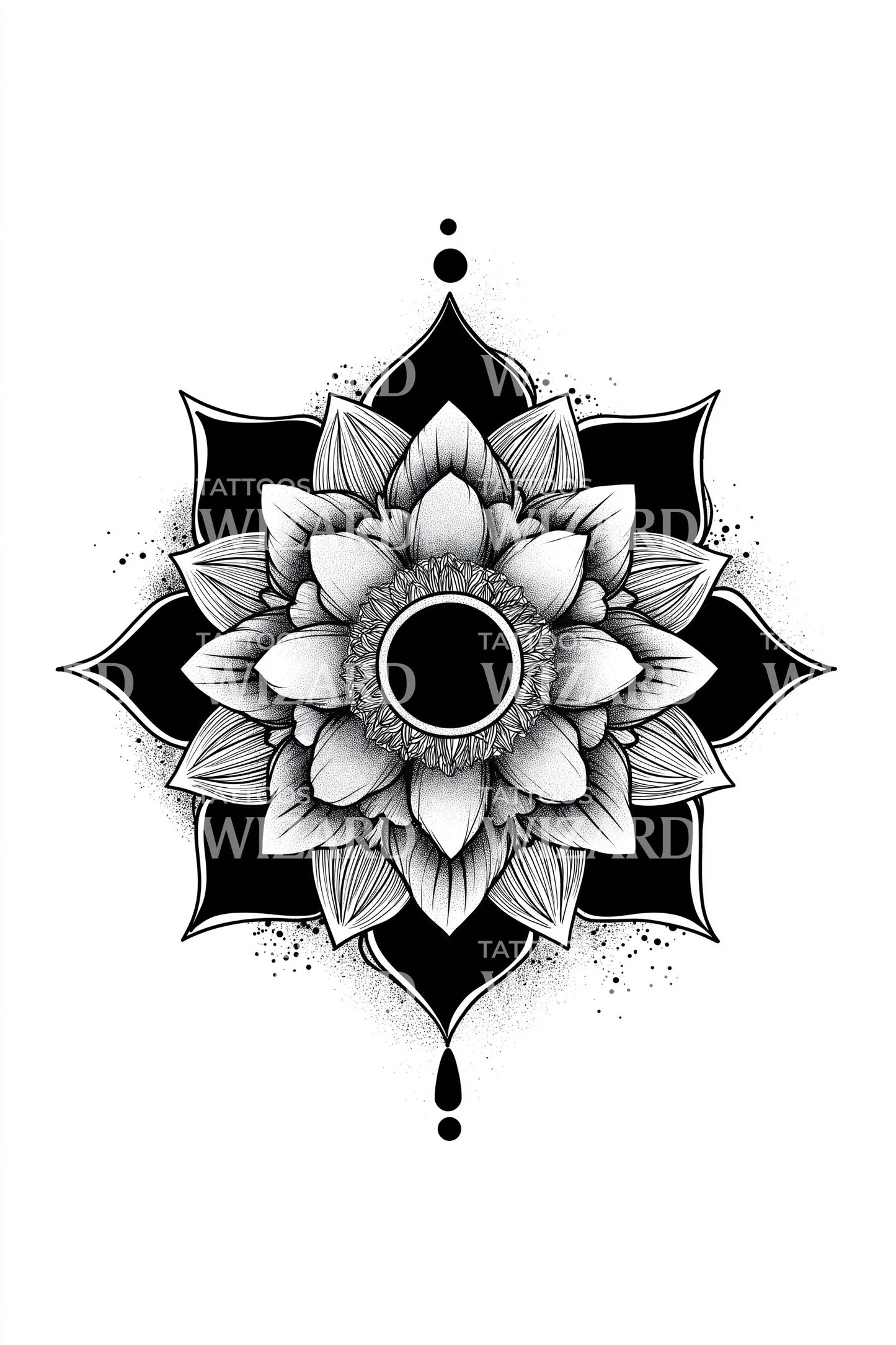 Geometric Lotus Mandala Tattoo Design