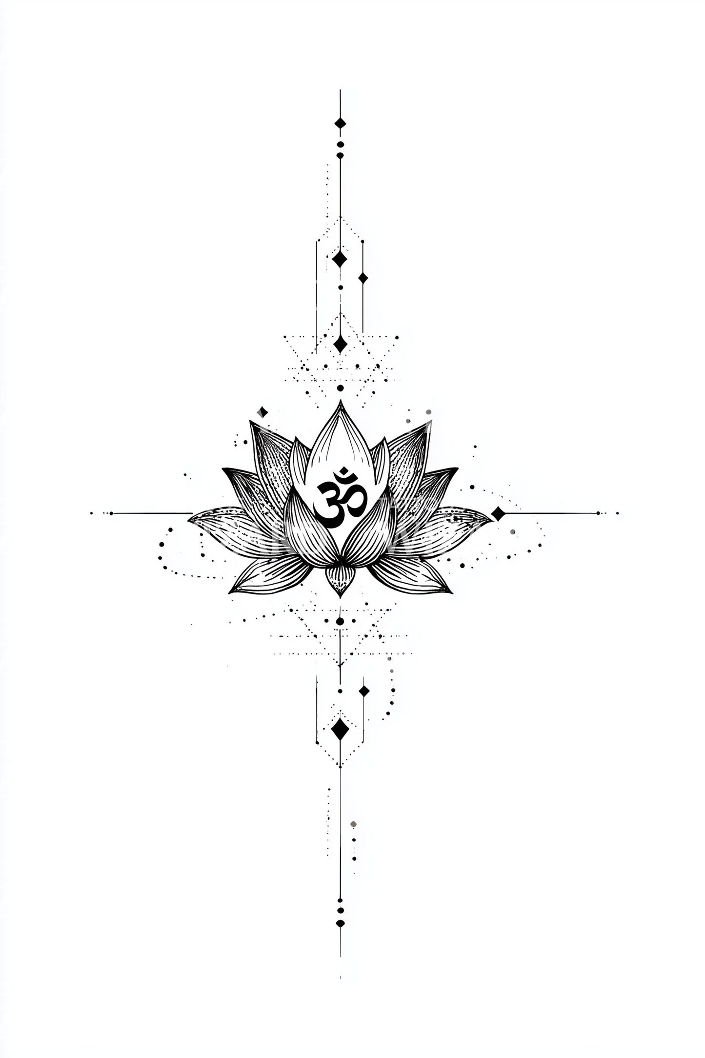 Geometric Lotus Om Tattoo Design