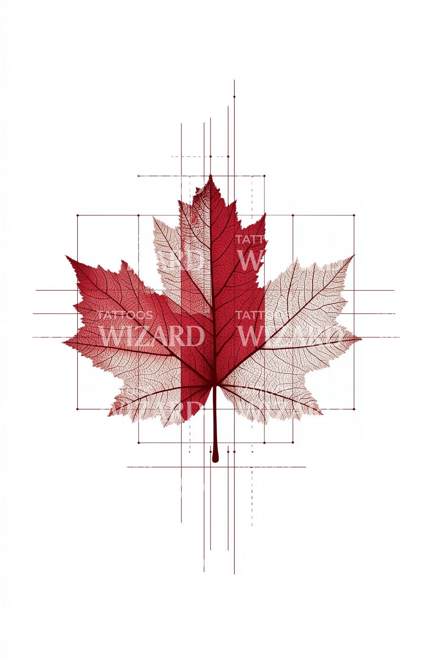 Desain Tato Daun Maple Geometris