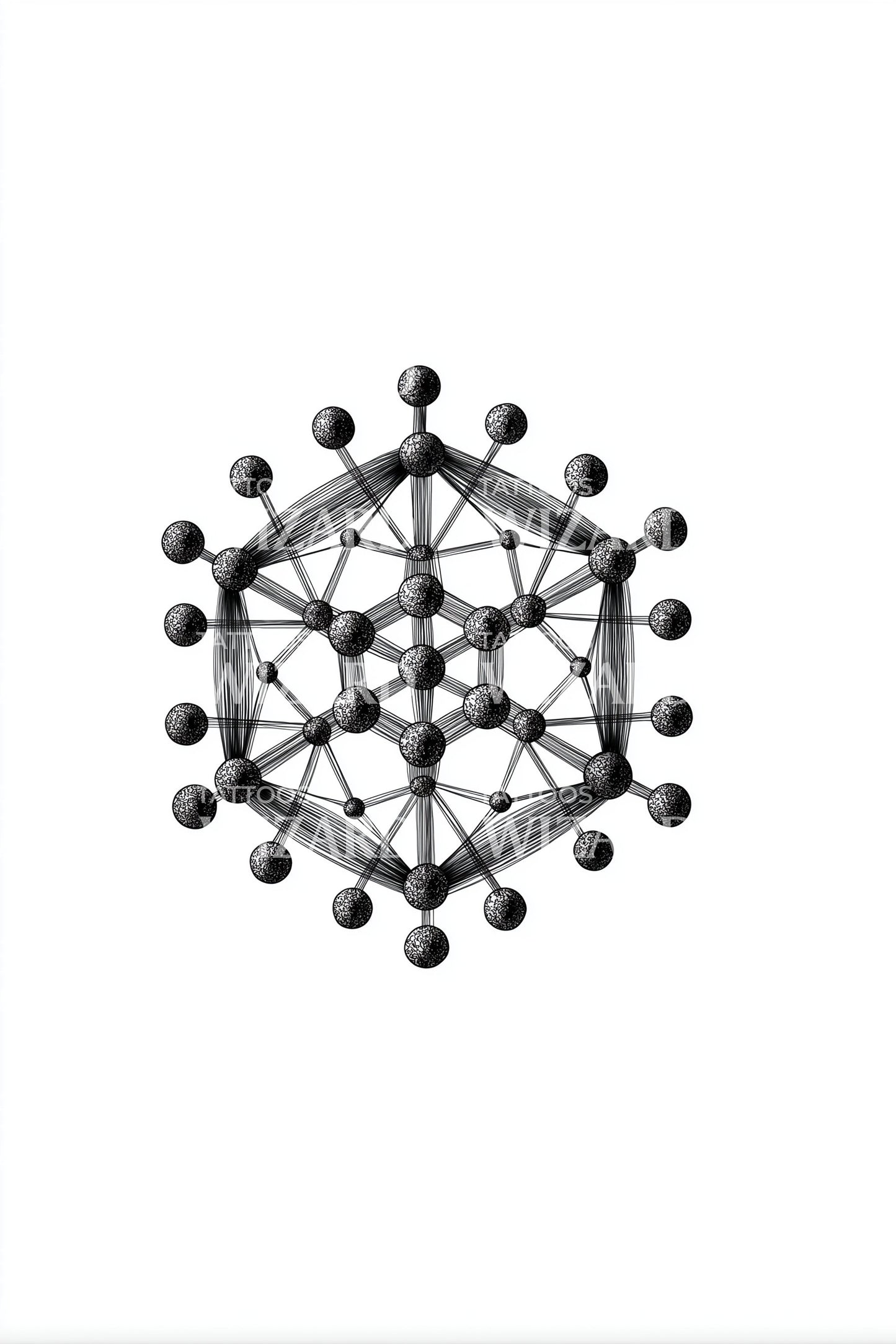 Geometric Molecule Grid Tattoo Design
