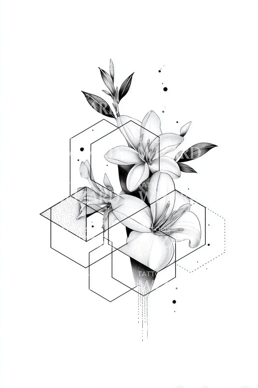 Design di tatuaggio con foglie di ulivo geometriche