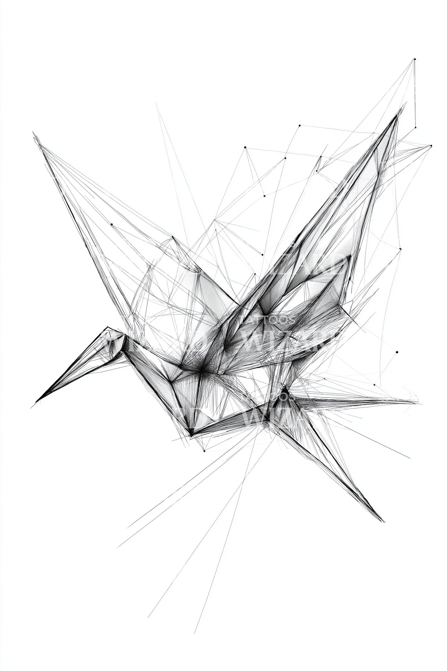 Geometric Origami Crane Tattoo Idea