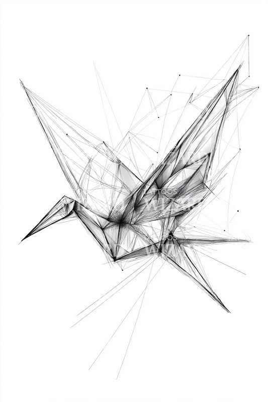 Geometric Origami Crane Tattoo Idea