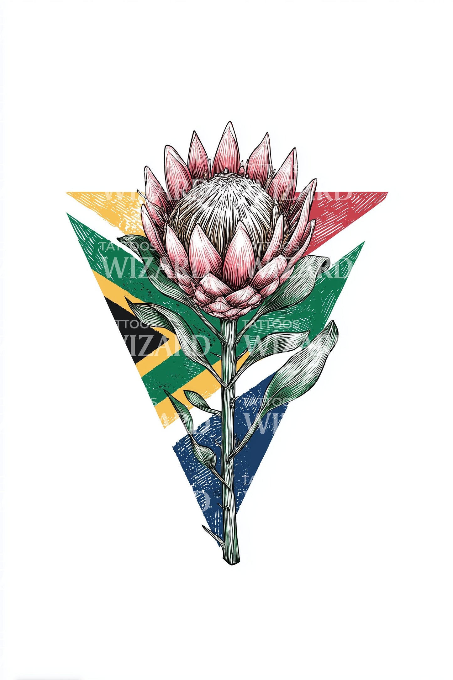 Geometrinen protea-lippu tatuointiidea