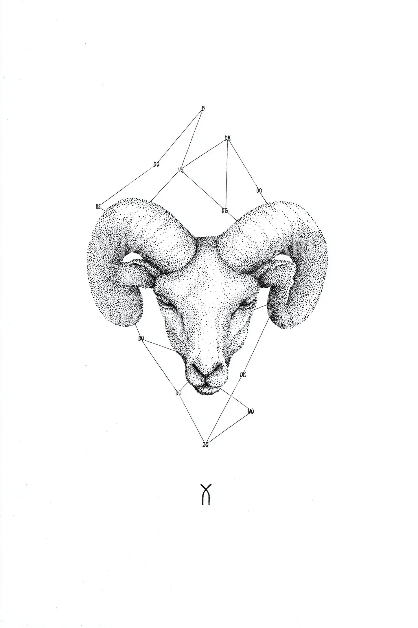 Geometric Ram Skull Tattoo Design