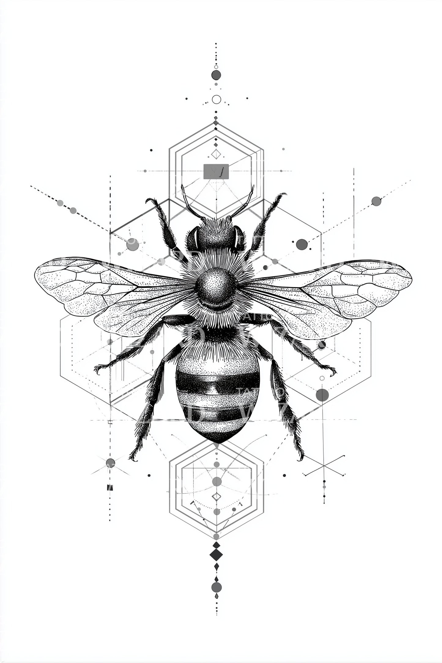 Geometric Sacred Bee Tattoo Design
