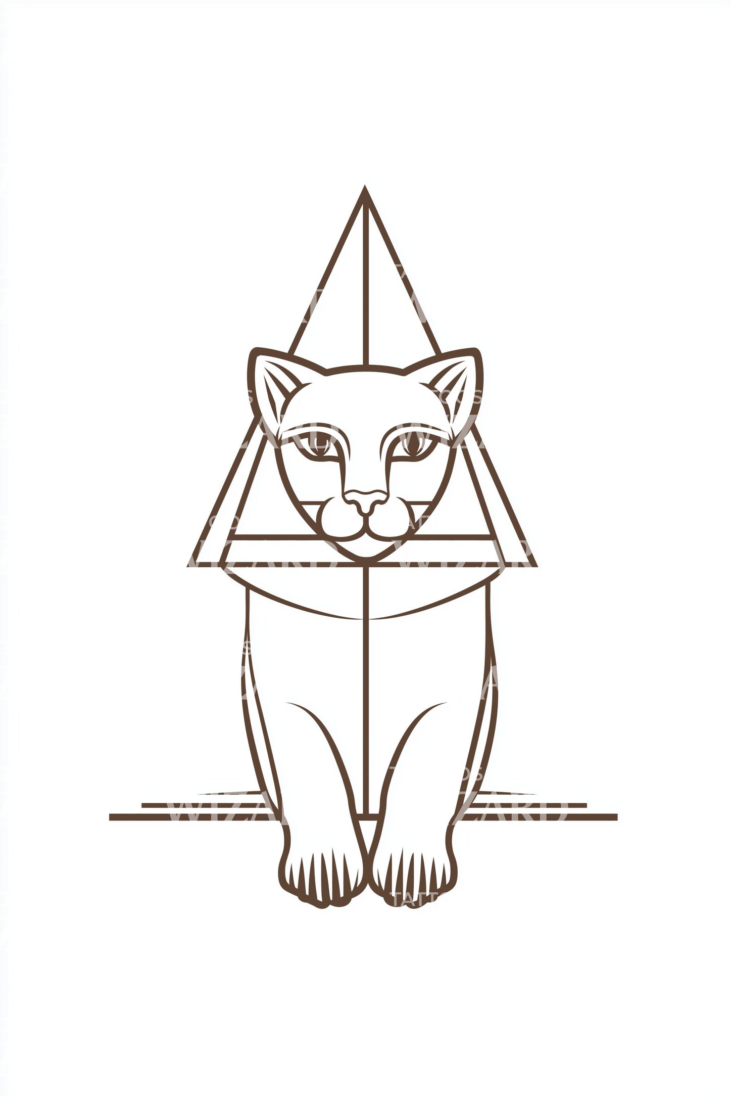 Geometric Sphynx Cat Tattoo Design