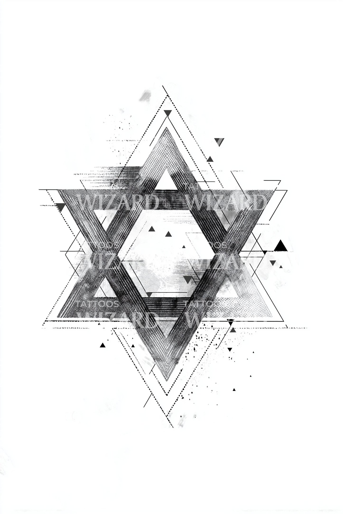 Geometric Star of David Tattoo Design