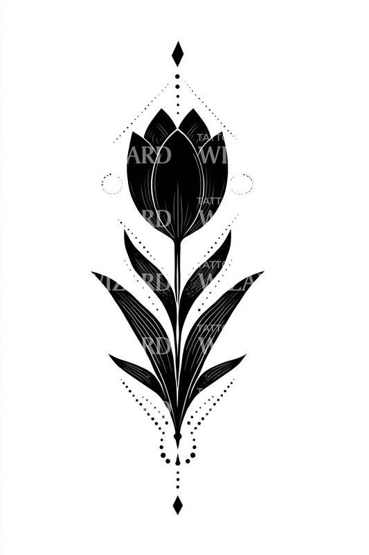 Geometric Tulip Symbol Tattoo Design