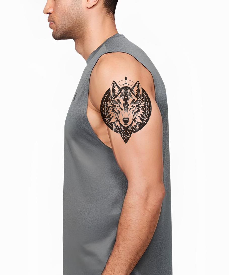 Geometric Wolf Tattoo Design