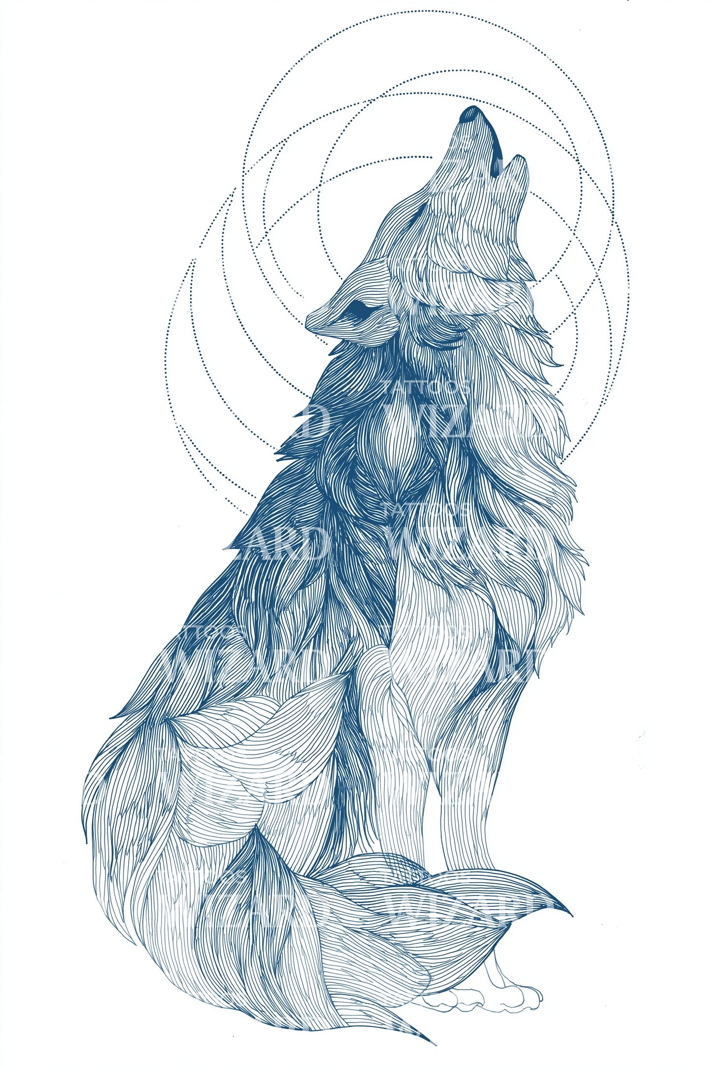 Geometric Wolf Howl Tattoo Design
