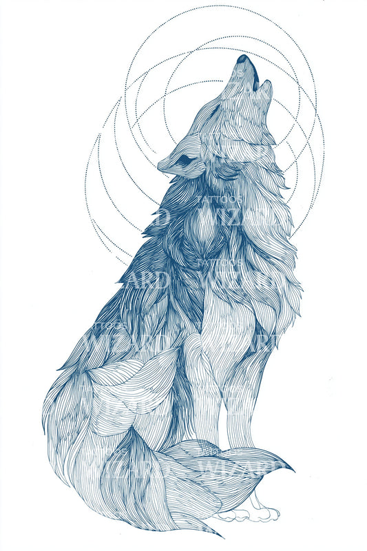 Geometric Wolf Howl Tattoo Design