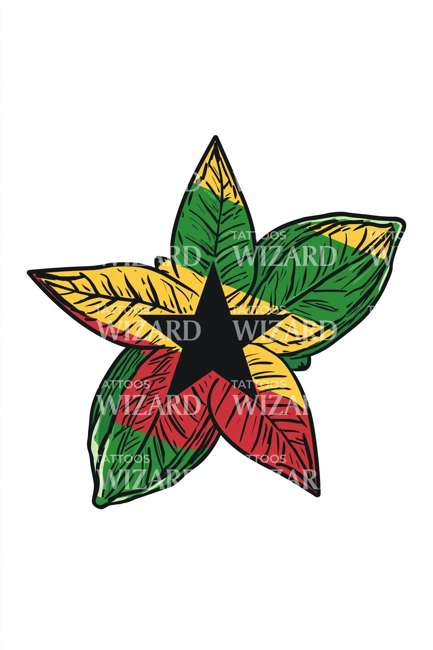 Desain Tato Daun Bintang Adinkra Ghana