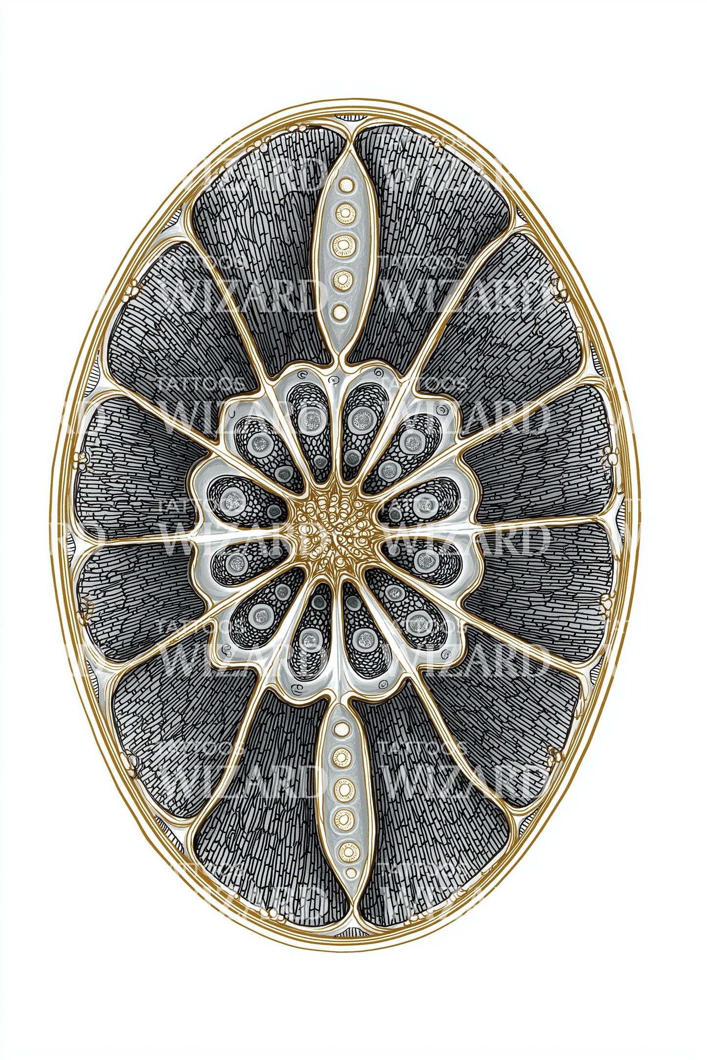 Gilded Oval Medallion Tattoo Design