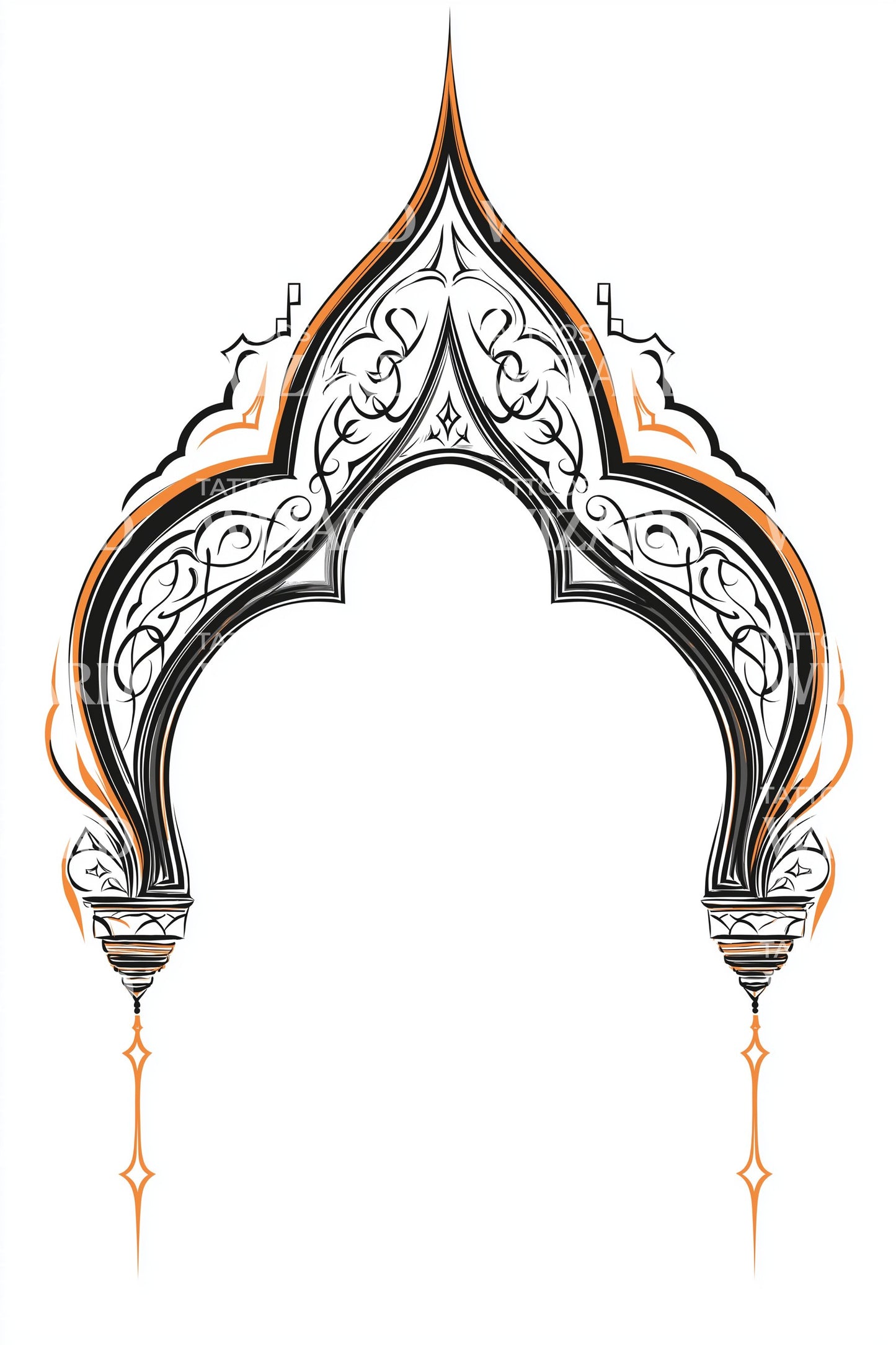 Gilded Temple Arch Tattoo Design
