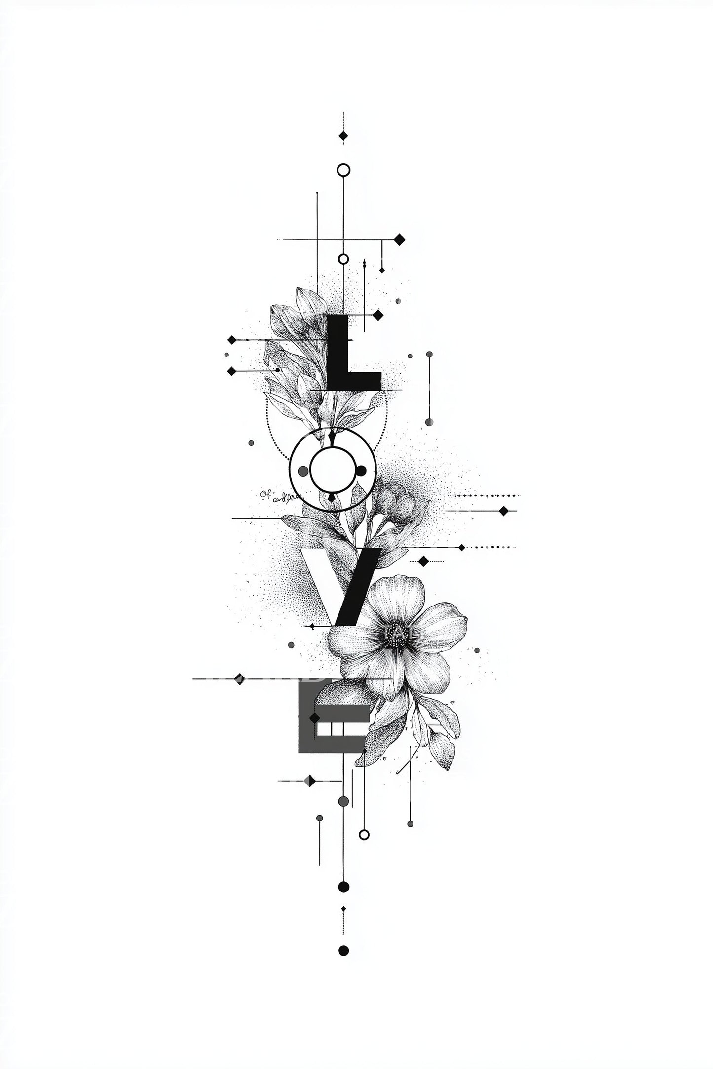 Ilustração de Tatuagem Amor com Borda Glitch