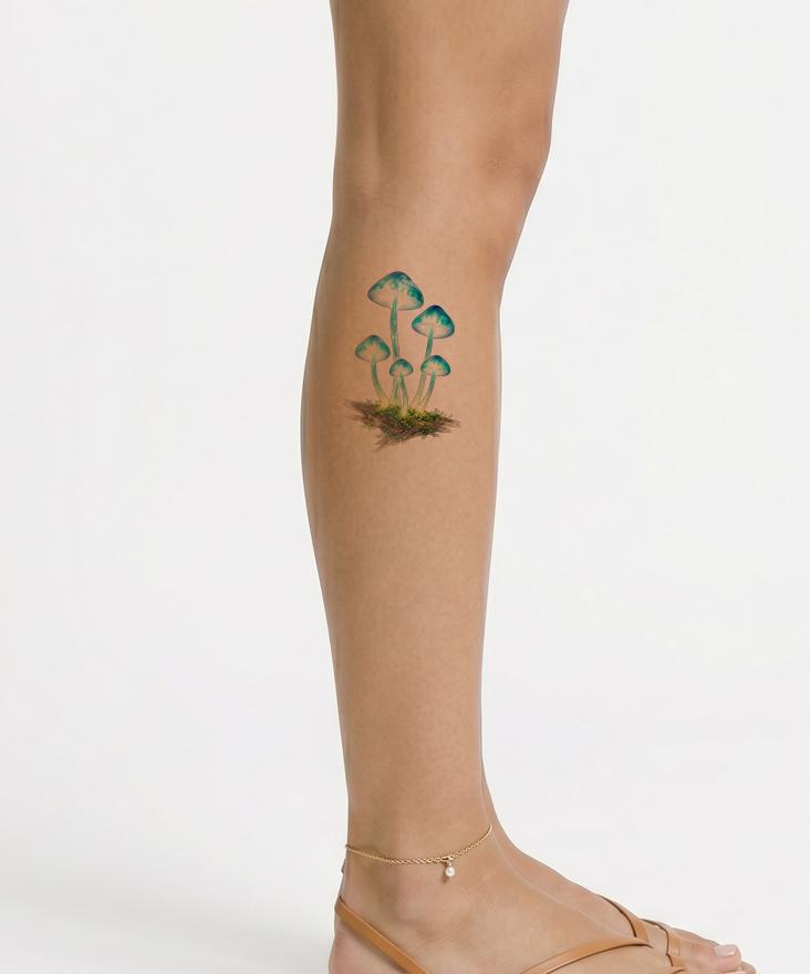 Glowing Bioluminescent Mushrooms Tattoo Idea