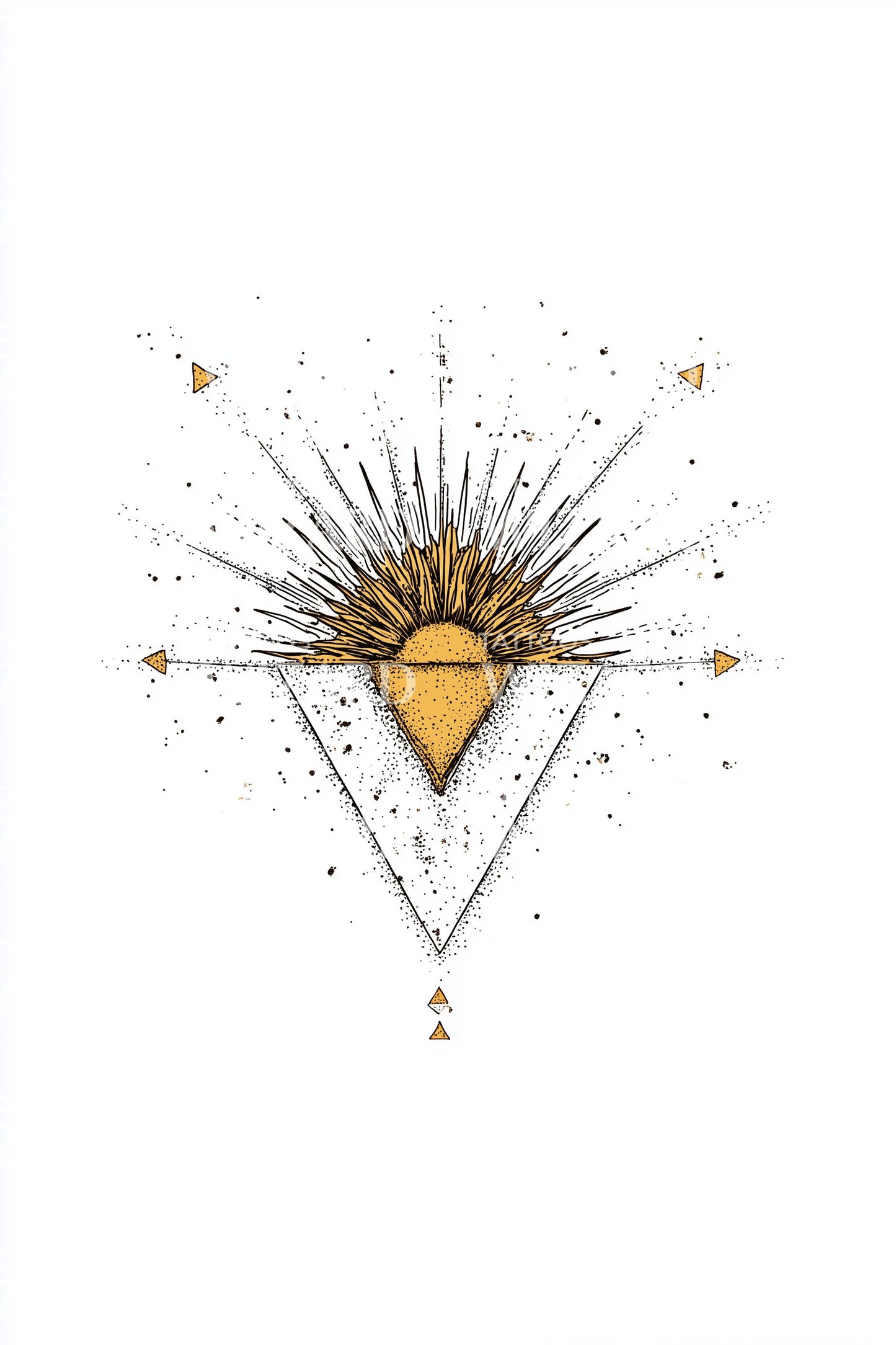 Design Tatuaggio Triangolo Esplosione Dorata