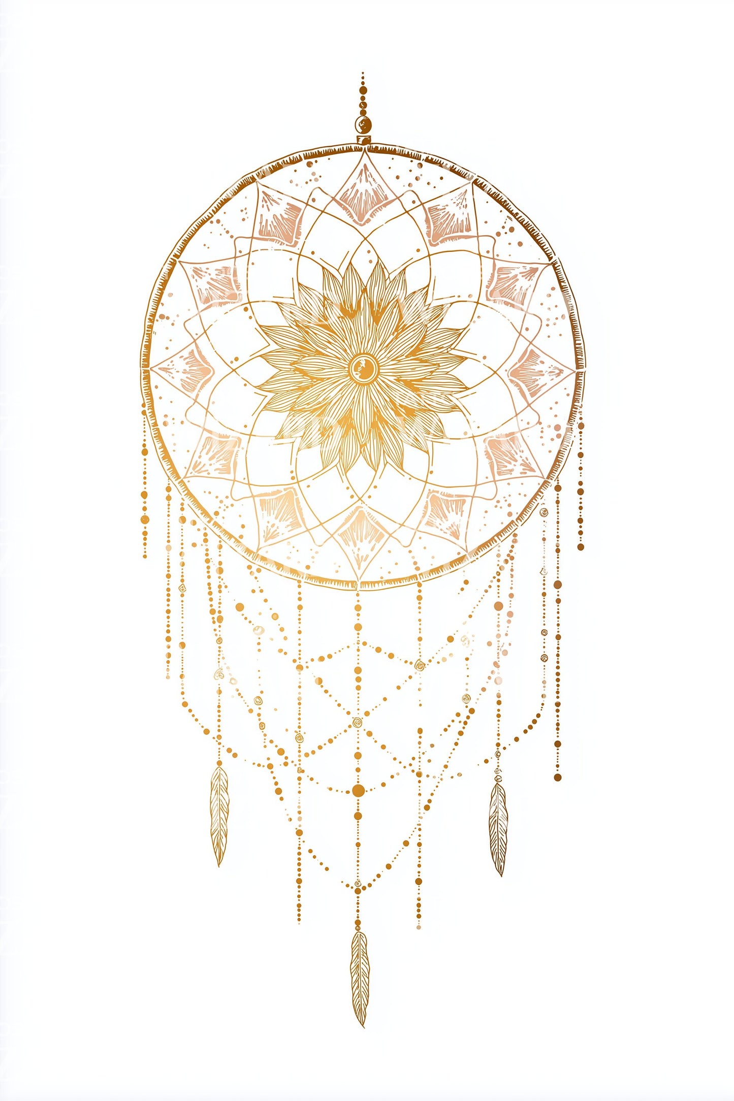 Golden Feather Dreamcatcher Tattoo Design