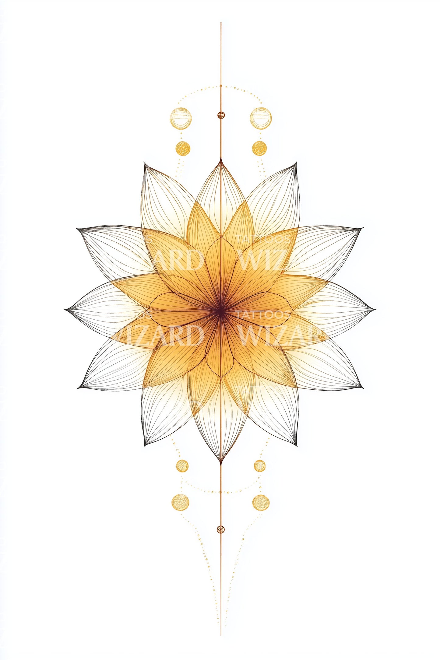 Gouden Lotus Stralend Tatoeageontwerp