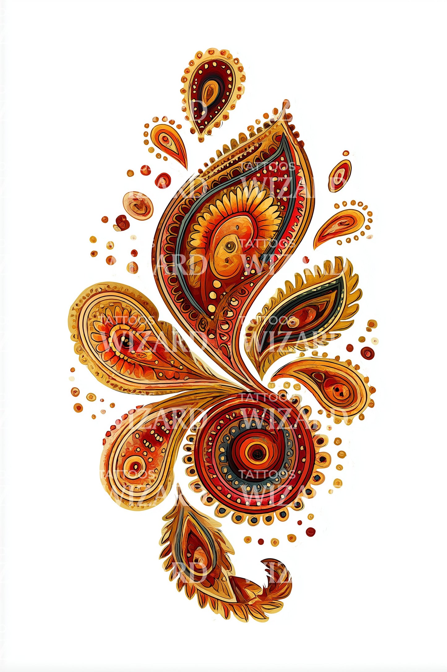 Golden Paisley Bloom Tattoo Design