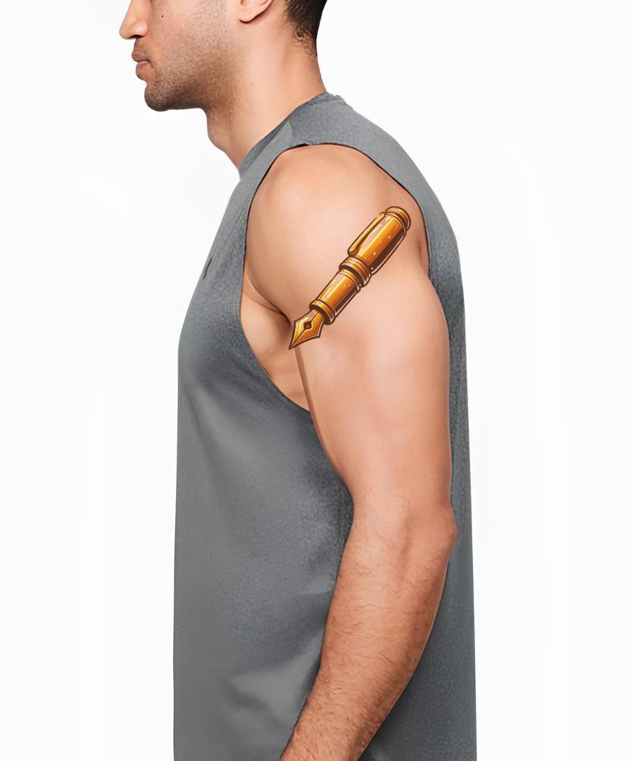 金色笔纹身创意