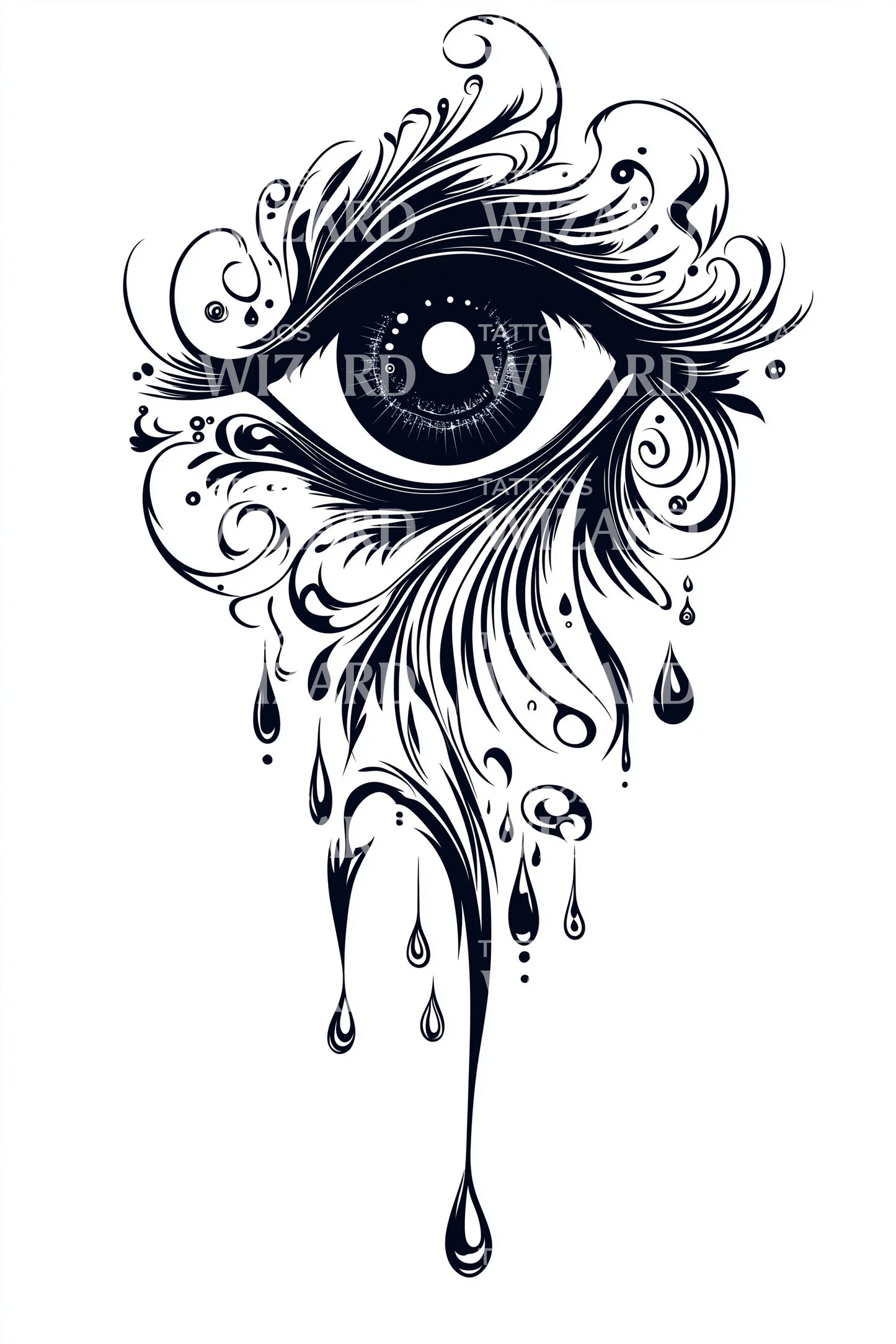 Gothic Dripping Eye Tattoo Design