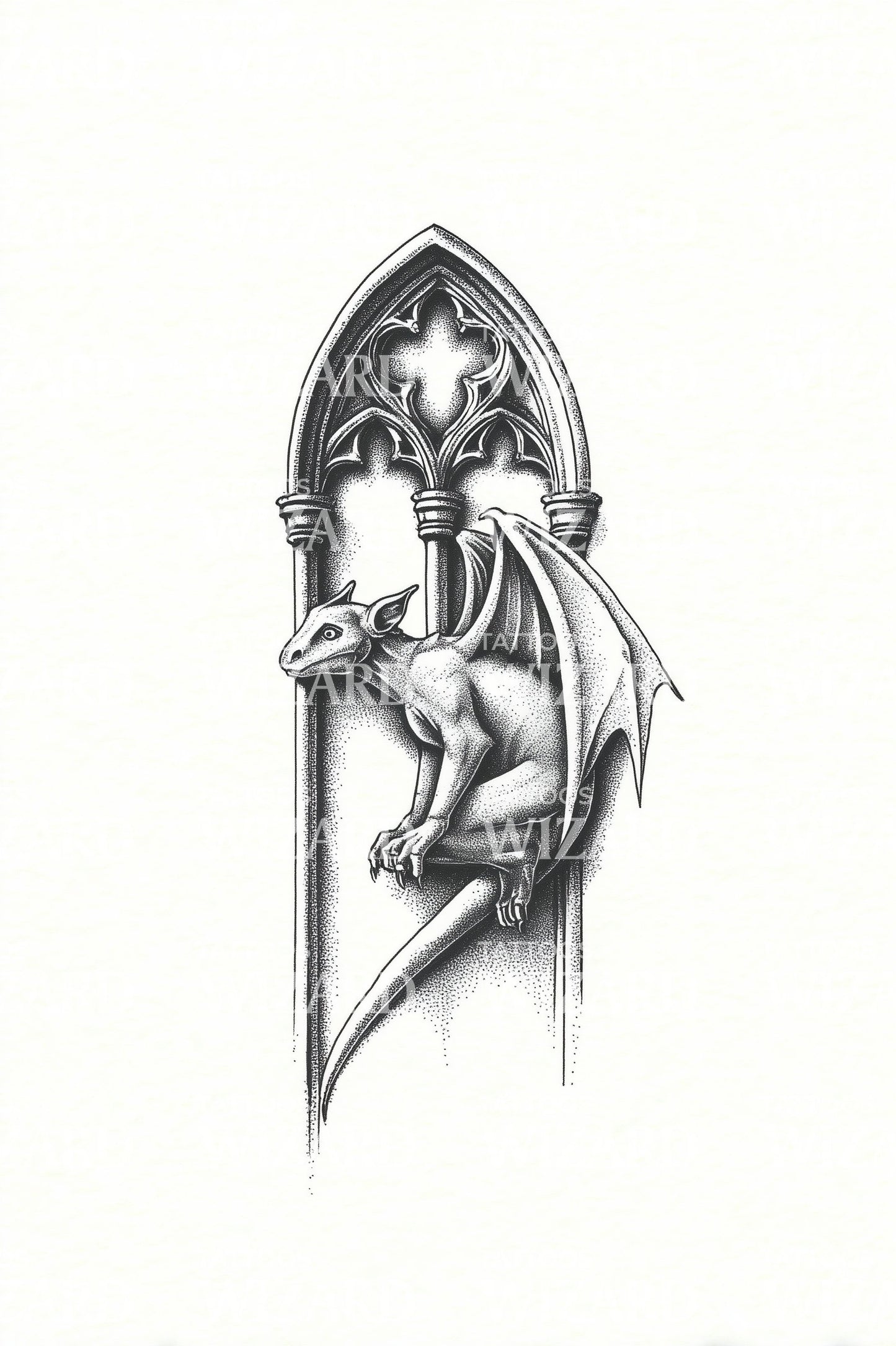 Design Tatuaggio Nicchia Gargoyle Gotico