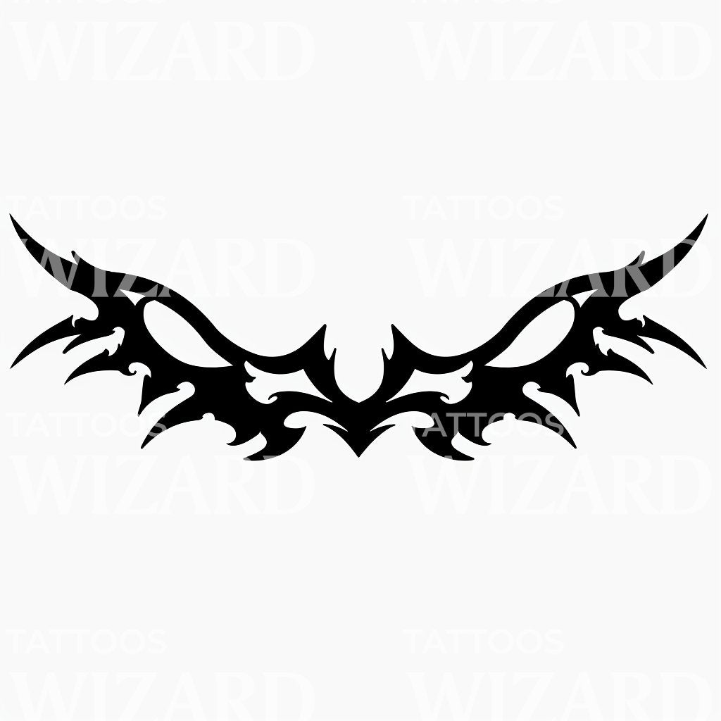 Gothic-Inspired Tribal Wing Tattoo Design