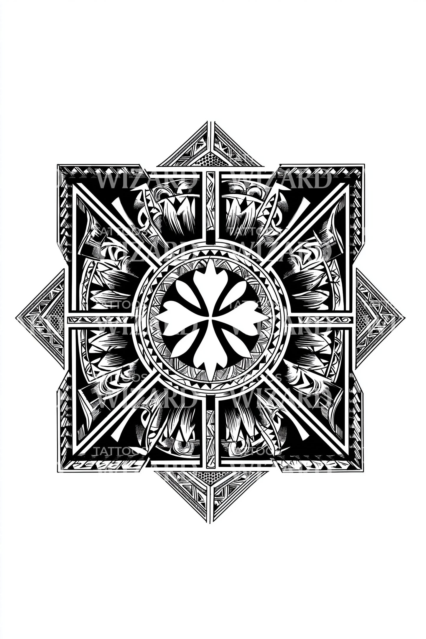 哥特式曼陀罗十字纹身插图