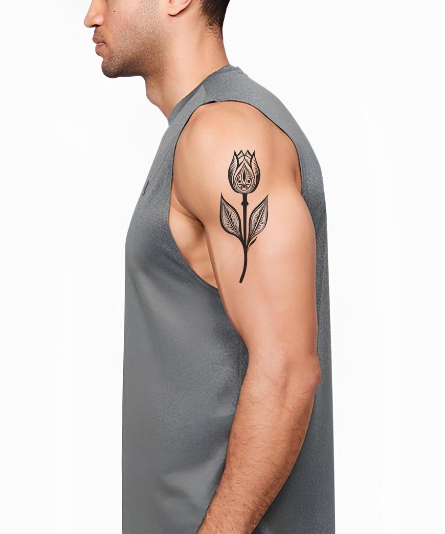 Gothic Tulip Emblem Tattoo Design