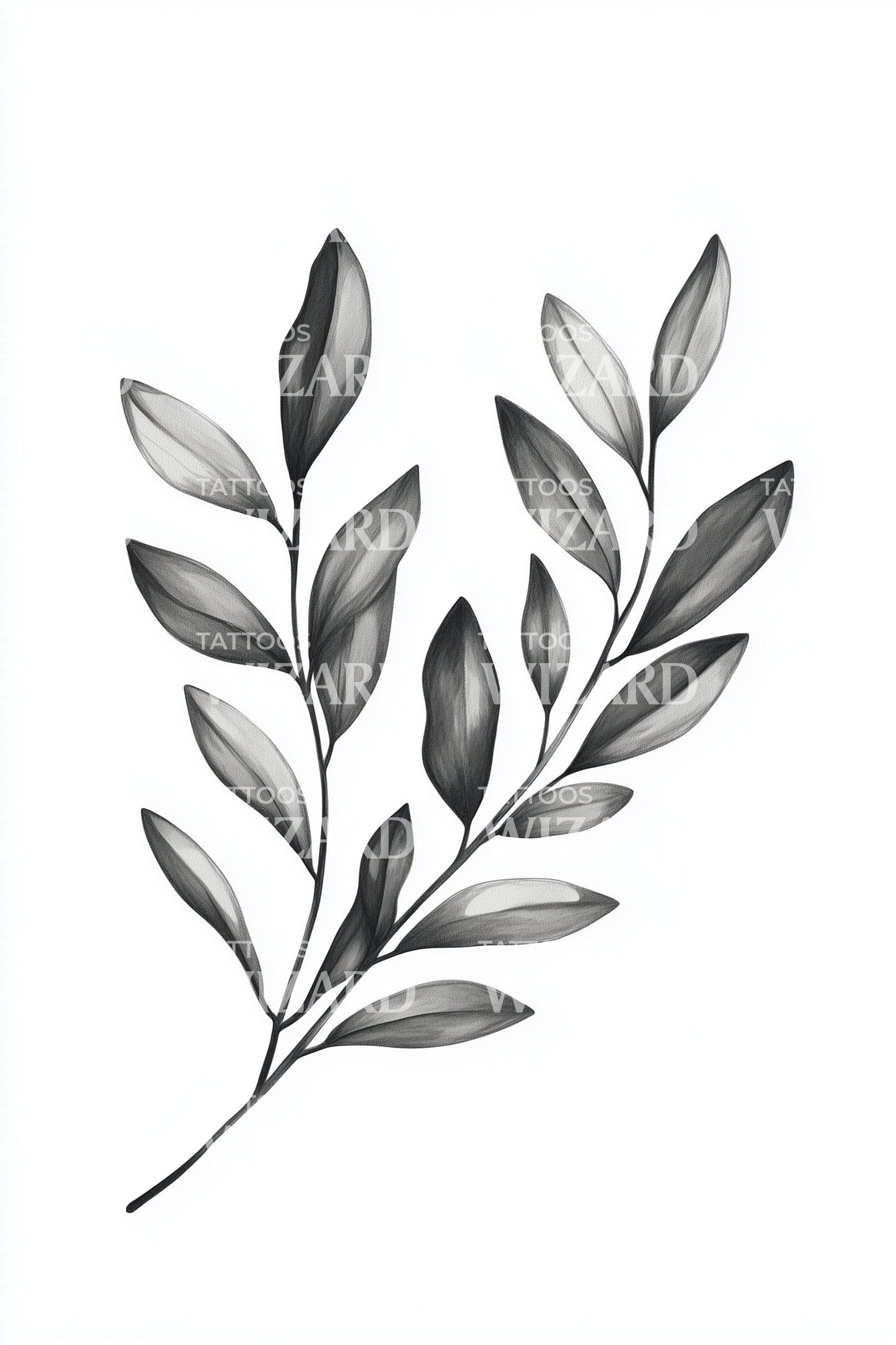 Graceful Leaf Stem Tattoo Design