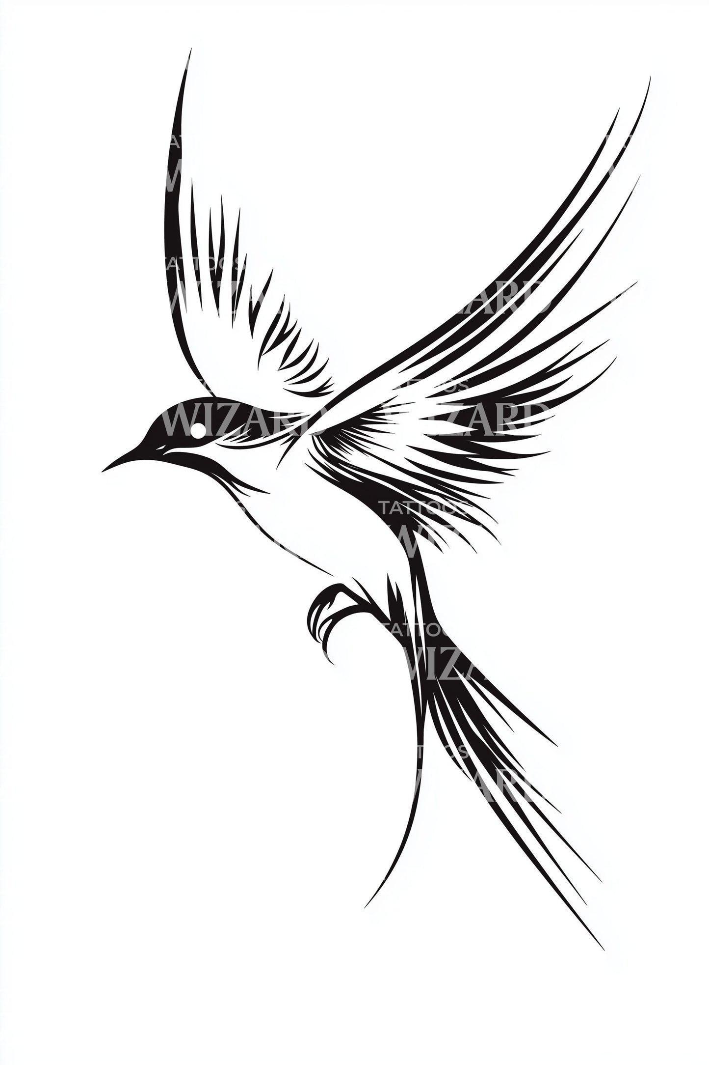 Gracieus zwaluwglijtattoo-illustratie