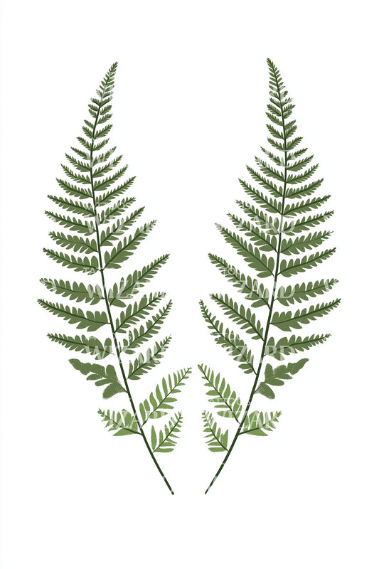 Green Fern Pair Tattoo Illustration