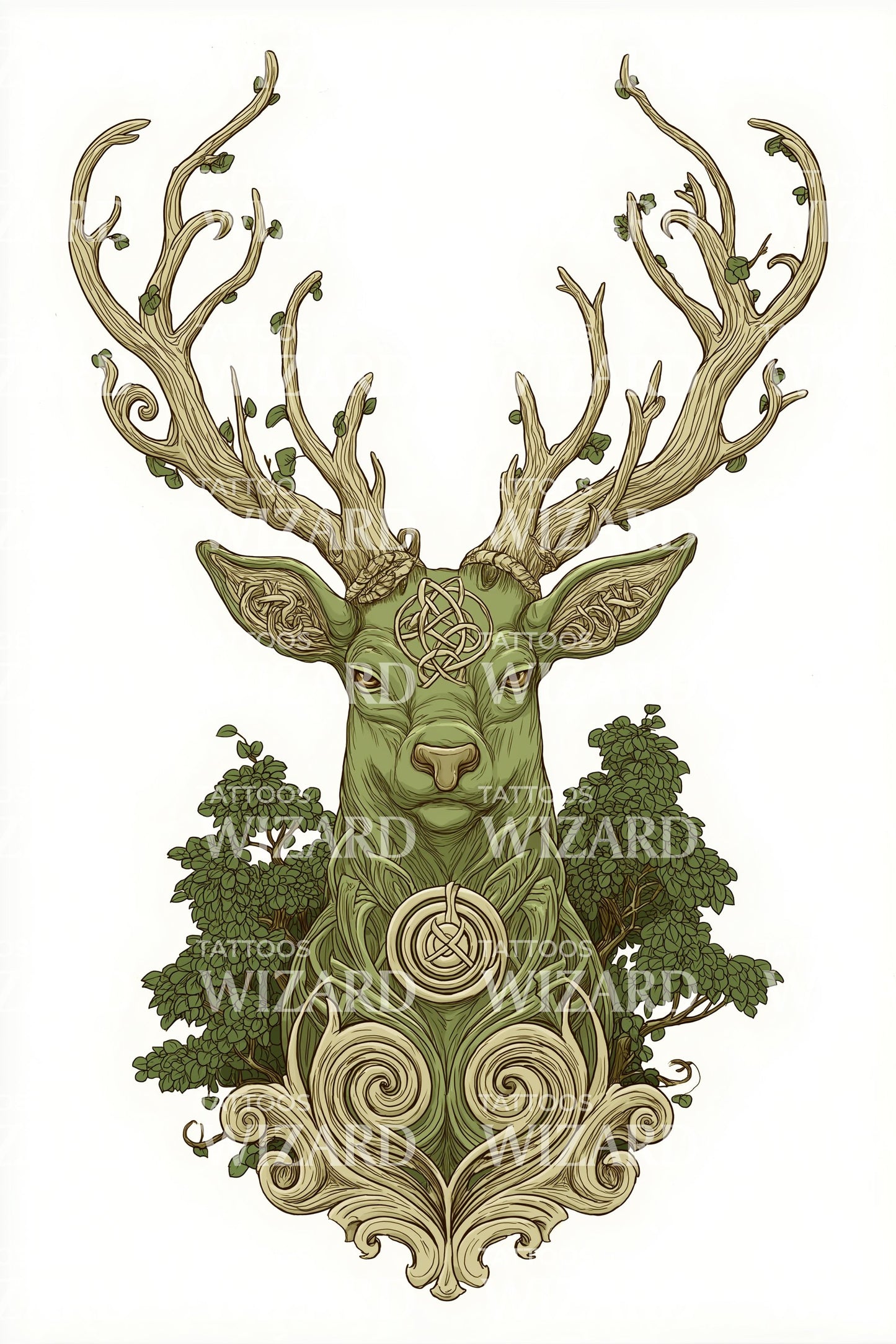 Design di tatuaggio Uomo Verde con Corna