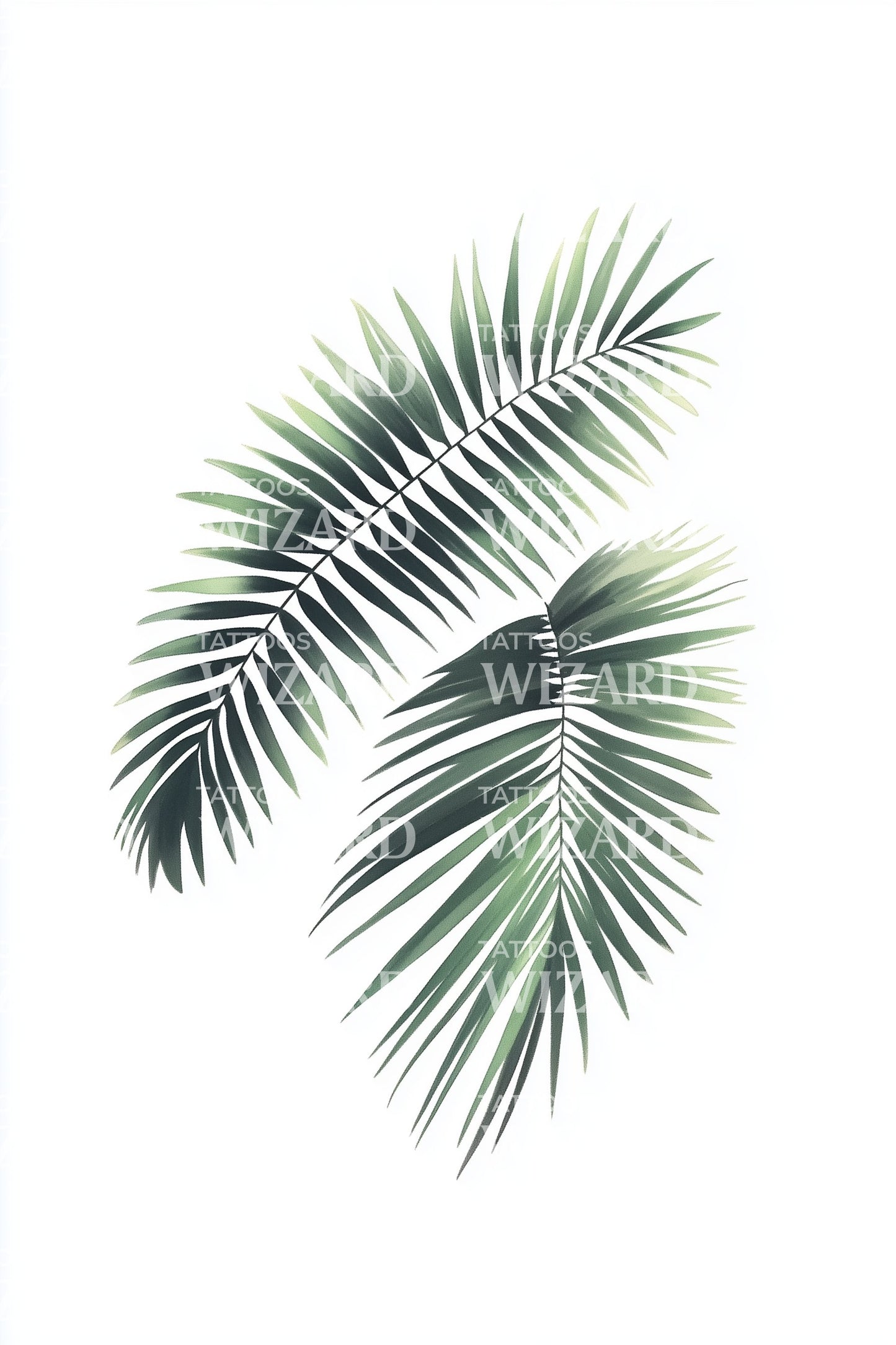 Green Palm Fronds Tattoo Design