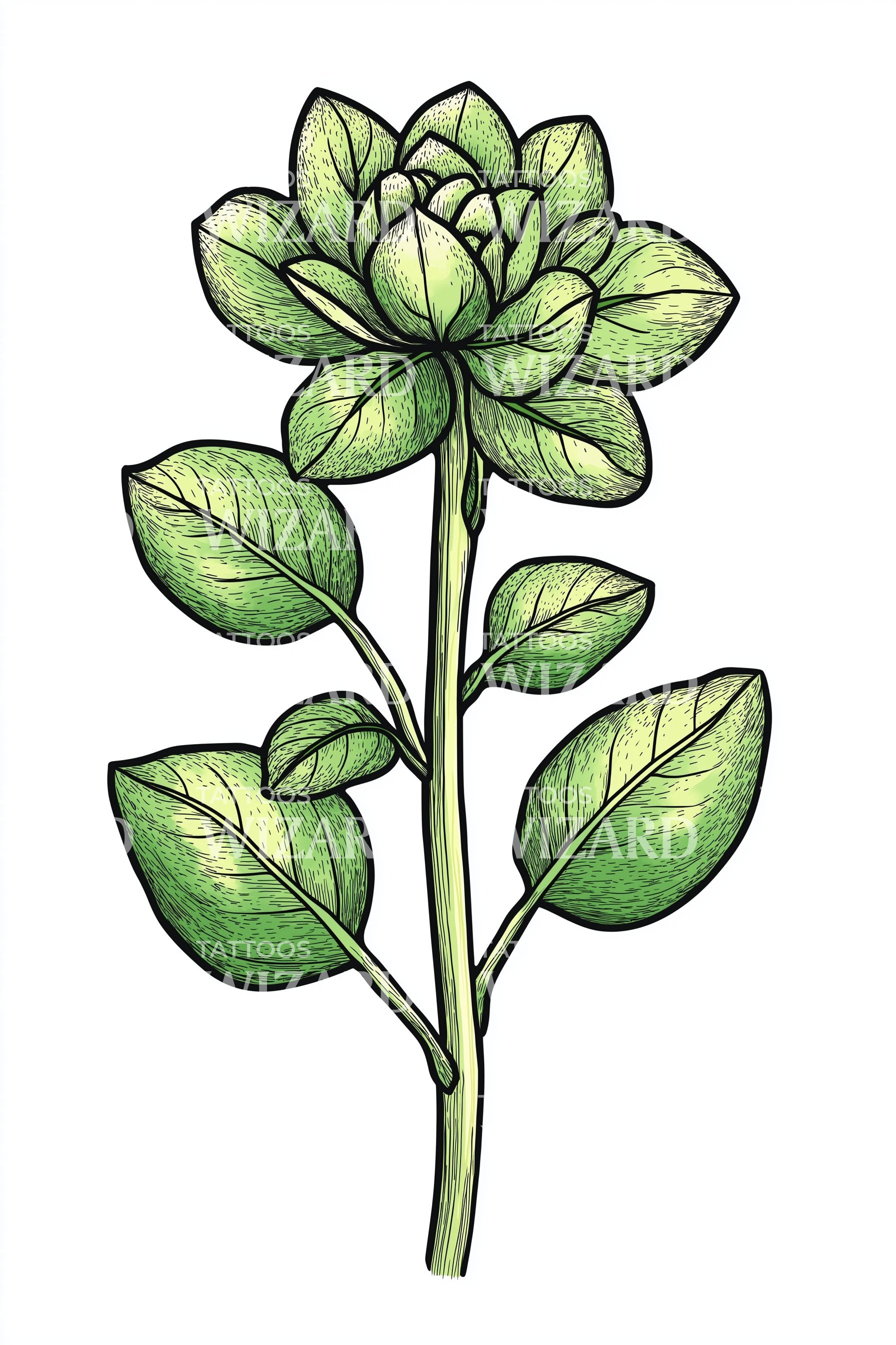 succulent flower tattoo Green Succulent Stem Tattoo Design – Tattoos Wizard Designs