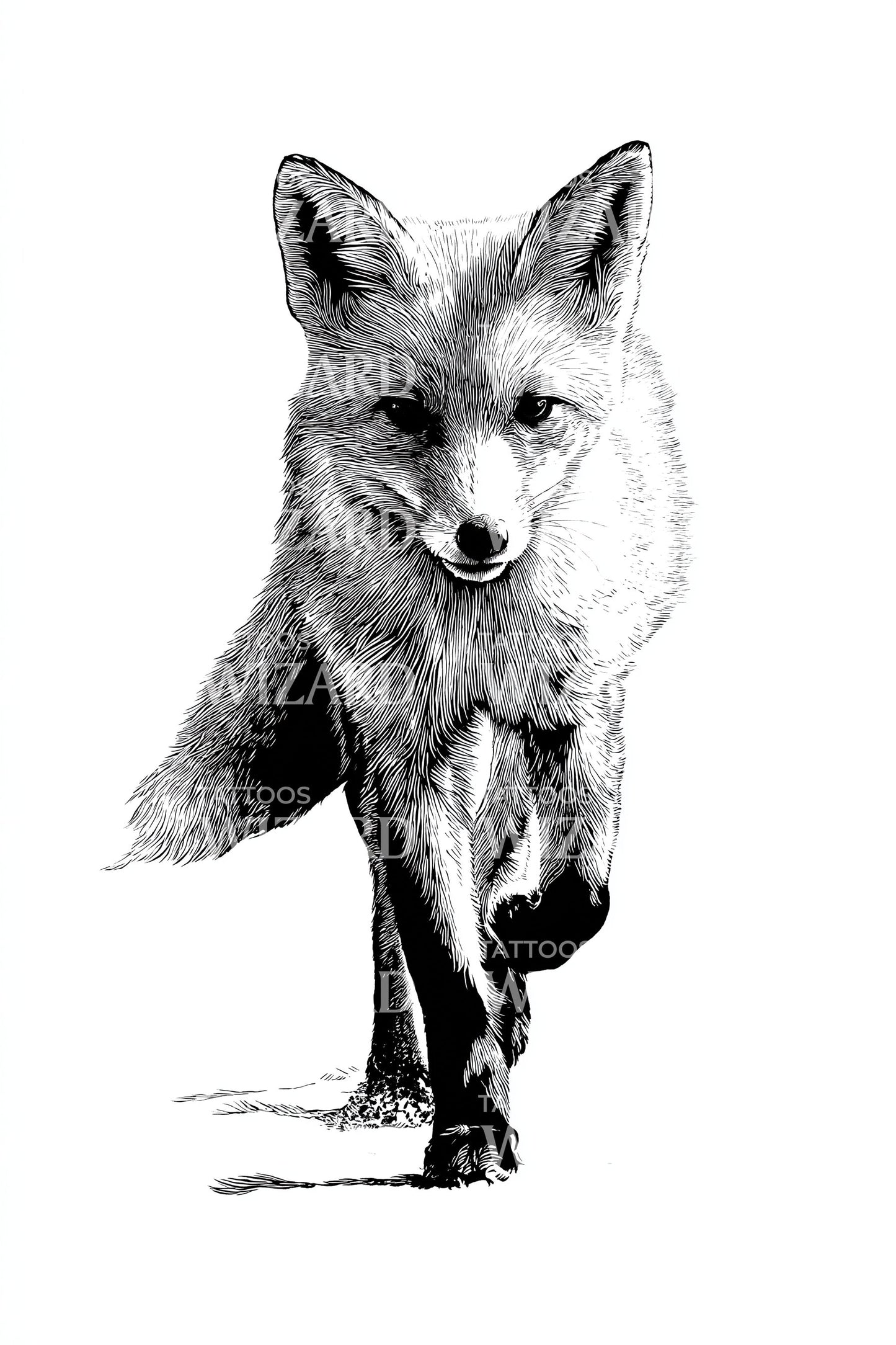 Grey Fox Stalk Tattoo Design