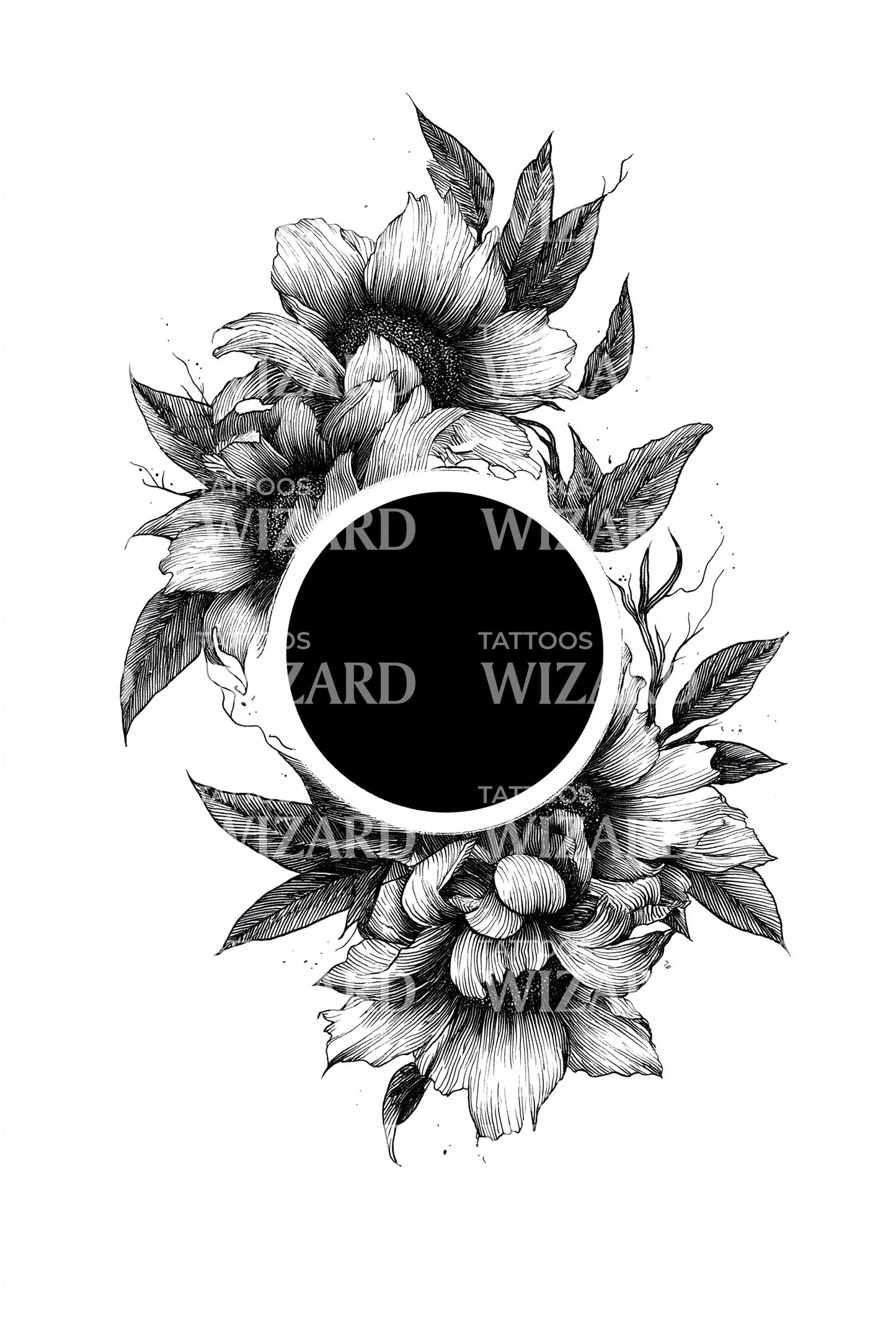 Grijs Lotus Zonsverduistering Tatoeage Ontwerp